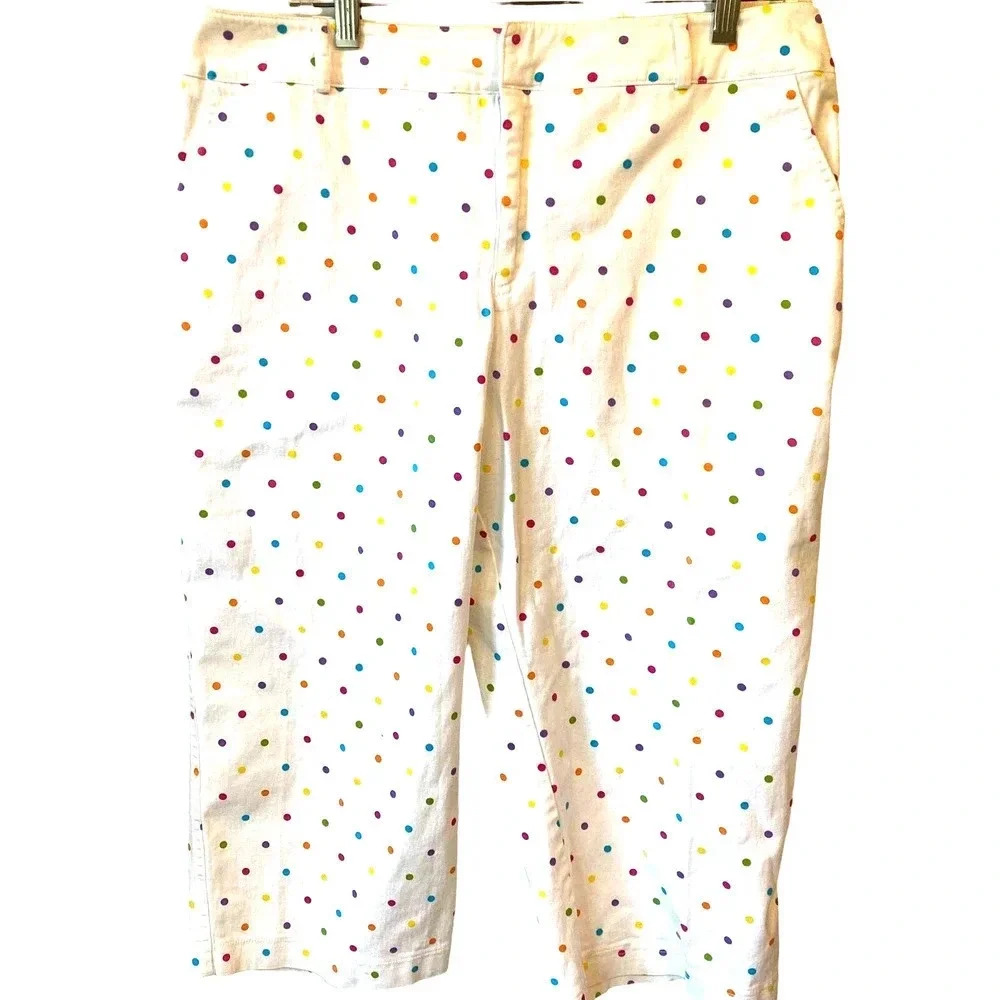 Briggs New York Spring Summer Rainbow Poker dots Shorts Women Size 16 Pockets